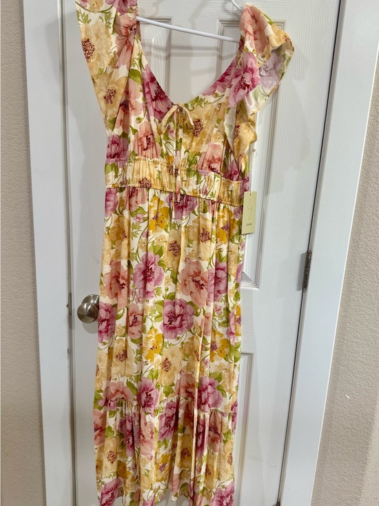 Joie Dresses & Skirts - Joie Cream Floral Maxi Dress with Pink & Yellow Blooms